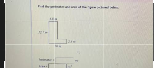 Find the perimeter and area of the figure pictured below.

4.8 m
2
2.2.7 m
2.3 222
20
Perimeter =