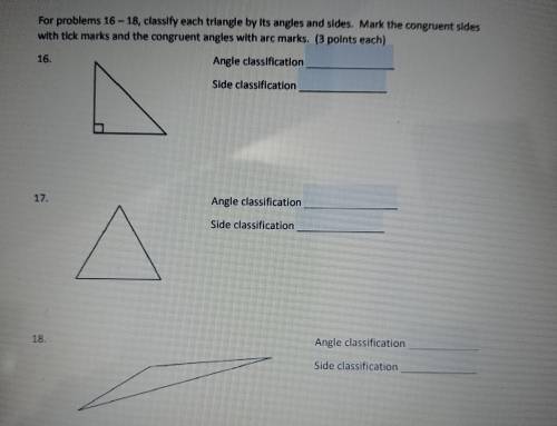 Can someone please help me with this? I have to classify triangles.