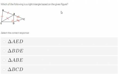 Which of the following is a right triangle based on the given figure?