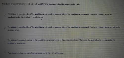 The slopes of a quadrilateral please help.