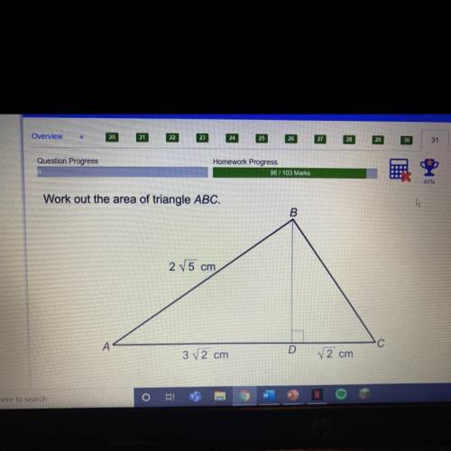 Work out the area of triangle ABC.