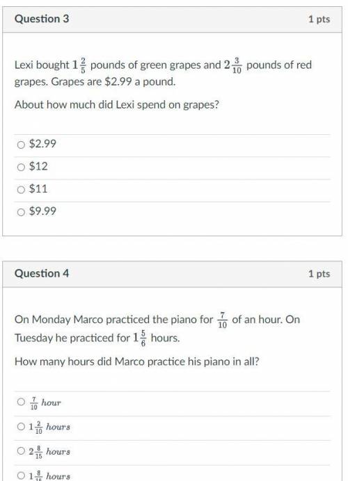 Hello answwer these questions for math.