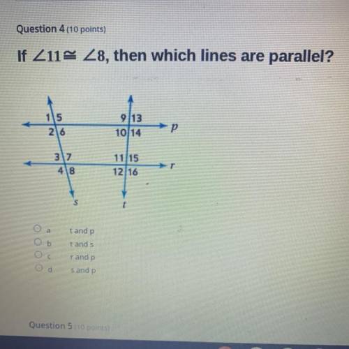 If <11 = <8, then which lines are parallel?