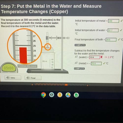 Virtual Lab

Active
Step 7: Put the Metal in the Water and Measure
Temperature Changes (Copper)
Th