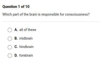 Which part of the brain is responsible for consciousness?