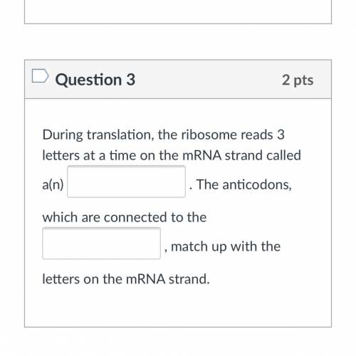 In translation What are are the three letters called in mRNA and what are they connected to ??