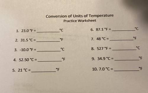 Conversion of units of temperature