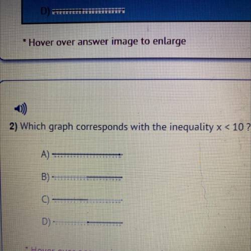 Which graph corresponds with the inequality x< 10 ?