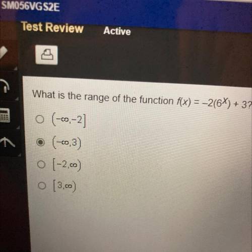 What is the range of the function f(x) = -2(6^x) + 3?