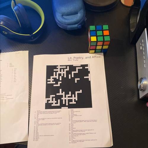 Lit poetry and affixes crossword puzzle?
