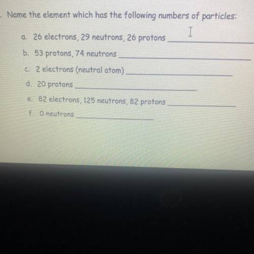 9. Name the element which has the following numbers of particles:
I