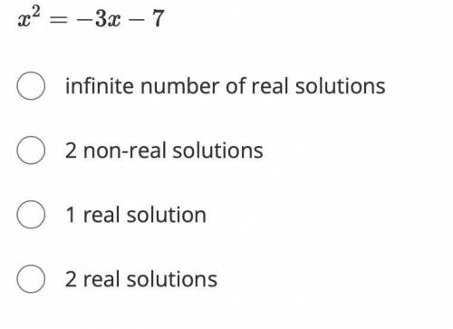 Give the number and type of solutions of the equation.