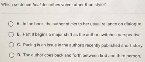 Which sentence best describes voice rather than style?