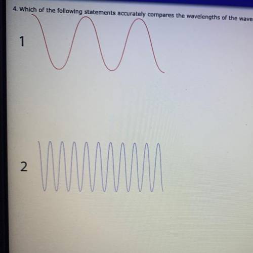4. Which of the following statements accurately compares the wavelengths of the waves shown below?