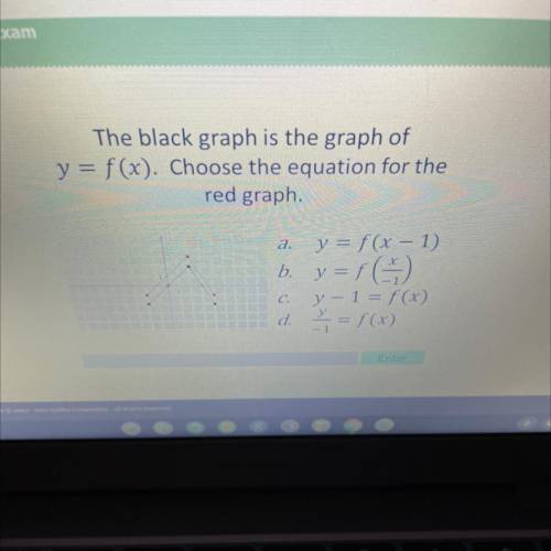 The black graph is the graph of

y = f(x). Choose the equation for the
red granh
Help me plzz! No