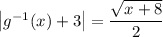 \left| g^{-1}(x) + 3 \right| = \dfrac{\sqrt{x+8}}2