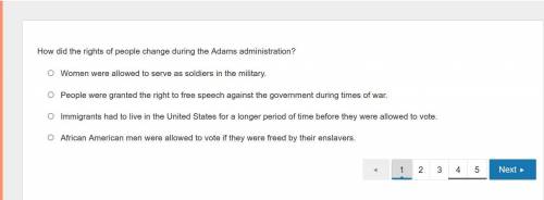 HELP DUE TODAY How did the rights of people during the Adams administration?