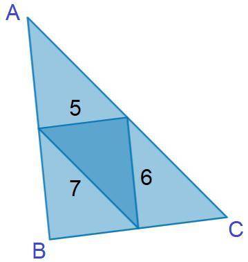 Using the midsegments of the triangle in the image below, what is the perimeter of ∆ABC?