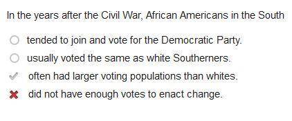 In the years after the Civil War, African Americans in the South

A. tended to join and vote for t