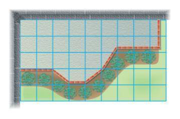 You build a patio with a brick border. Estimate the area of the patio.