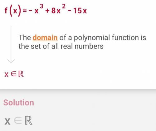 F(x) = -x^3+8x^2-15x

Domain:
Range: R
Rel. Maximum: X=3
Rel. Minimum(s): X2
End Behavior:
As x, f(