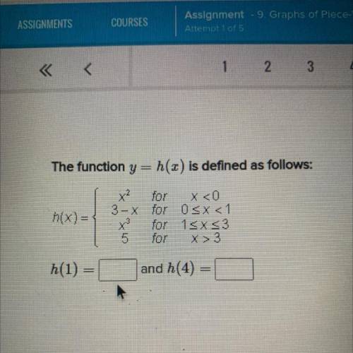 The function y=h(x) is defined as follows:
in(x)=