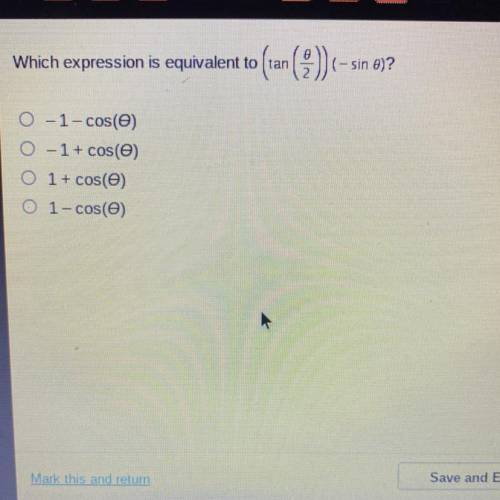 Which expression is equivalent to (tan(θ/2))(sin θ)