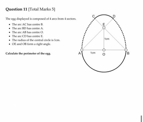 The egg displayed is composed of 4 arcs from 4 sectors.

 The arc AC has centre B.
 The arc BD h