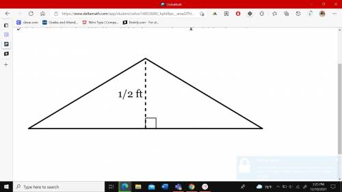 The area of the triangle below is 5/12 square feet. What is the length of the base. Express you ans