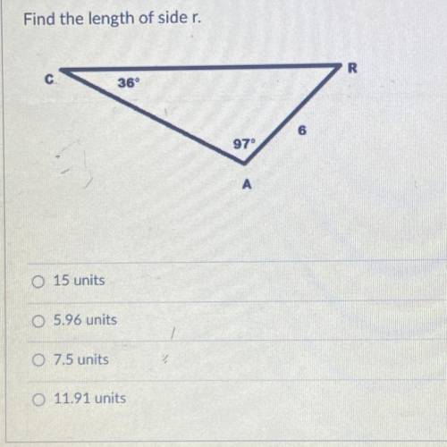 Find the length of side r.