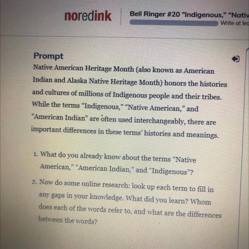 Prompt

Native American Heritage Month (also known as American
Indian and Alaska Native Heritage M