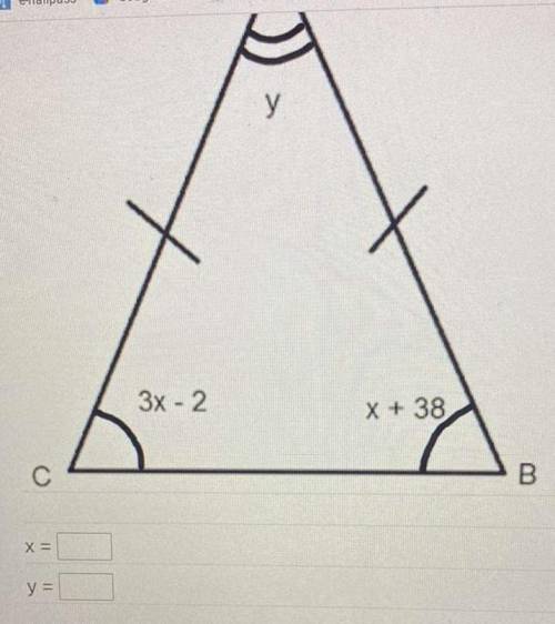 Find x and y. (GEOMETRY)

I will give brainliest to BEST answer! fake answers will be reported.
re