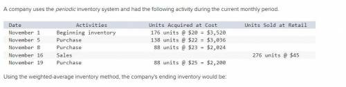 A company uses the periodic inventory system and had the following activity during the current mont
