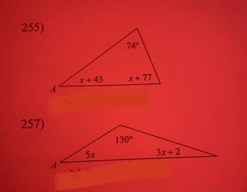 “find the measure of angle A” whats the answer for both of them?