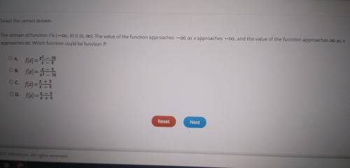 The domain of function f is (-00, 6) U (6,00). The value of the function approaches -o as x approac