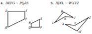 List all the pairs of congruent angles for the two figures shown below. Then

write the ratios of