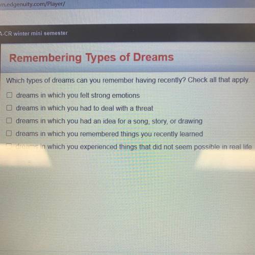 Which type of dreams can you remember having p