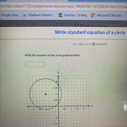 Write the equation of the circle graphed below confused