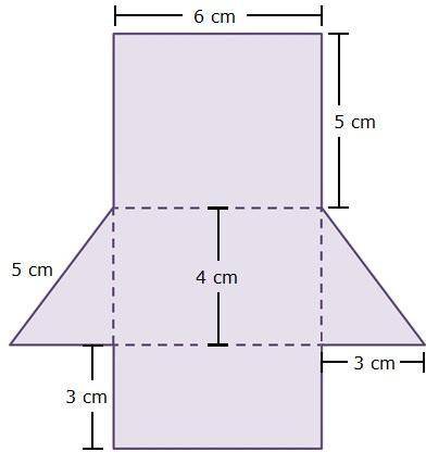 What is the surface area, in square centimeters, of the trianglular prism?