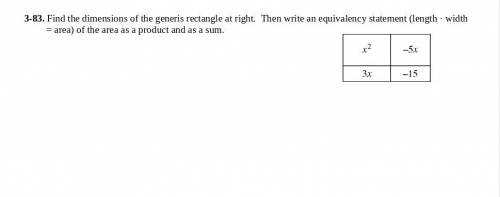 Find the dimensions of the generis rectangle at right. Then write an equivalency statement (length
