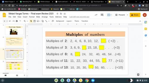 What multiples of number?