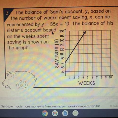 The balance of Sam’s account, y, based on the number of weeks spent saving, X, can be represented b