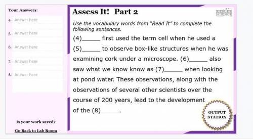 Please fill out each blank spots with the words
Subject: Science/Cell Theory