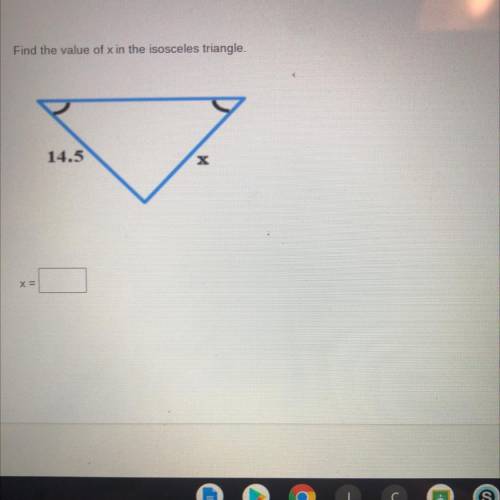Find value of X in the isosceles triangle