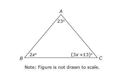 Examine △ABC shown below.
What is the measure of angle B?