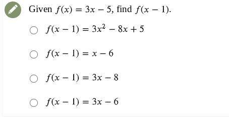 Given f(x)=3x-5 find f(x-1)