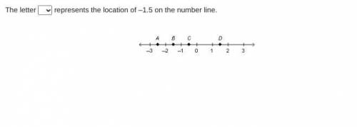 \The letter

represents the location of –1.5 on the number line.
A number line going from negative