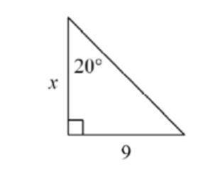 What is the value of x, rounded to the nearest tenth, in the right triangle shown below?

A. 24.7