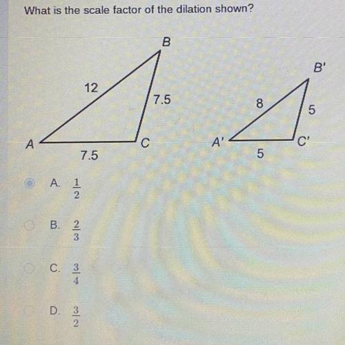 What is the scale factor of the dilation shown? 
Show work pls