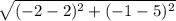\sqrt{(-2-2)^2+(-1-5)^2}